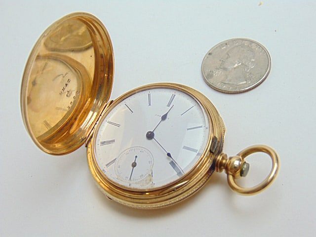 Jewelry. GOLD Longines pocket watch, B H. & T #3822, tested 14kt, 76.70 grams total weight, white (1 of 8)