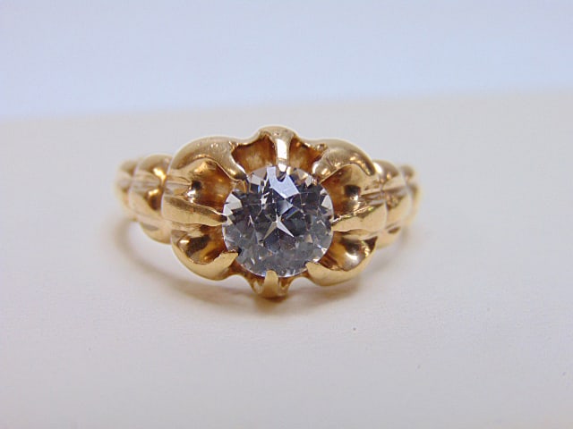 Jewelry. Antique Rose Cut Diamond, 14kt, diamond is approx. 7mm, hallmark 14k 1545, diamond is loose (1 of 6)