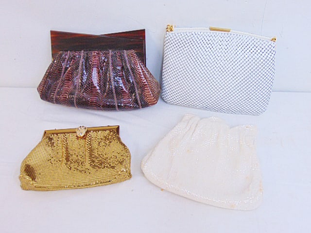 Collection of 4 Vintage handbags including Whiting & Davis; Walborg; ELKA; & Elaine leather, good: Collection of 4 Vintage handbags including Whiting & Davis; Walborg; ELKA; & Elaine leather, good condition