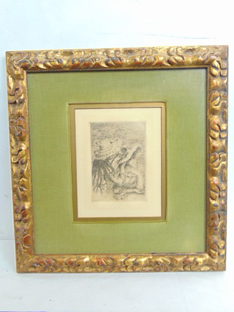 Etching Pierre-Auguste Renoir, "Le Chapeau Epingle", 6.25" by 4.75" (matting), framed size is 13" by: Etching Pierre-Auguste Renoir, "Le Chapeau Epingle", 6.25" by 4.75" (matting), framed size is 13" by 12 3/8"