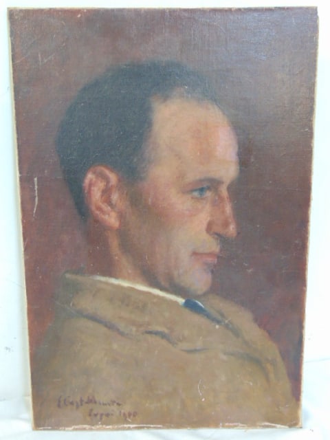 Painting, portrait gentleman, signed illegibly (E. Capt. Manuta, Coppi or Cappi, 1908), oil on (1 of 4)