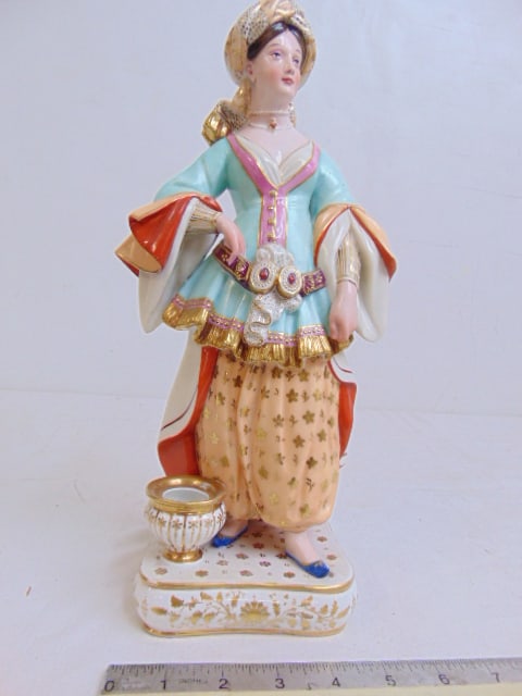 Jacob Petit Sultana Paris porcelain figural perfume bottle, 13.5" tall, faint hairline bottom, (1 of 7)