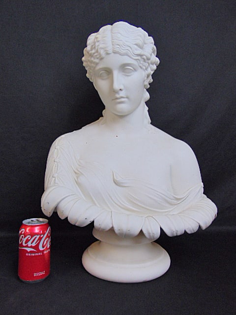 Parian porcelain bust, bust of Clytie, water Nymph, bust is 23.25" tall, 16" wide, in good condition (1 of 8)