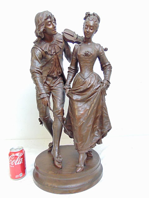 Large figural bronze, La Lecon de Danse, by Adrien Etienne Gaudez, signed, height is 26.25" (1 of 9)