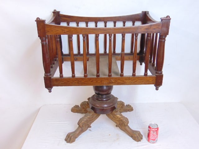Antique Federal style mixed wood planter, carved claw foot base, 26" by 17.75", height is 31.25", (1 of 5)