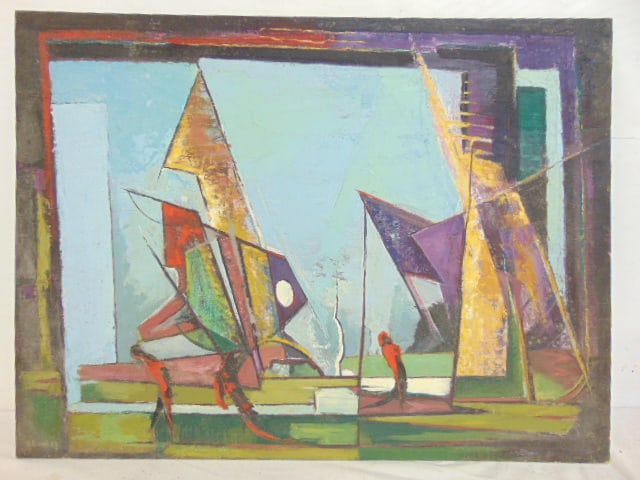 Painting, "Ballet No 2", signed H. Crowley (Harry), oil on canvas board, 18" by 24" (1 of 7)