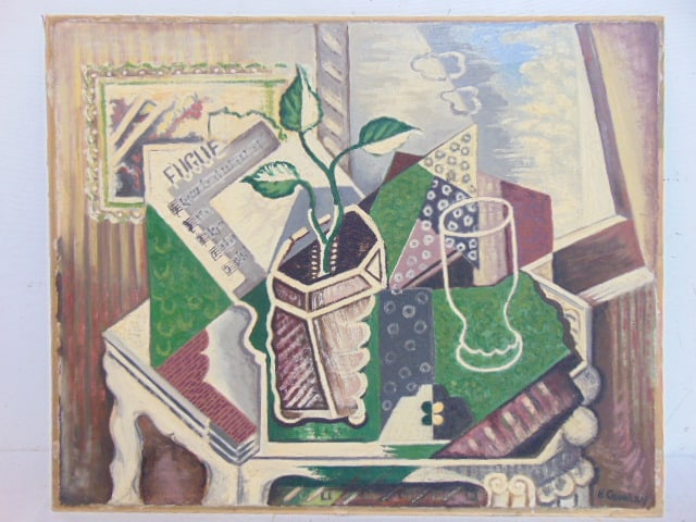 Painting, "Chinese Lily", signed H. Crowley (Harry), dated on reverse, 1940, oil on board, 15" by (1 of 6)