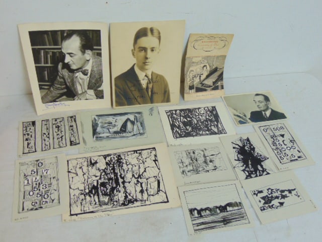 Lot art, ephemera signed photographs by Harry Crowley, various pen & ink abstracts, exhibition (1 of 12)
