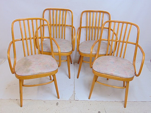 Set of 4 Josef Hoffmann Ligna Mid Century arm chairs, 21" wide, 17" deep, height is 35.5", one chair (1 of 5)
