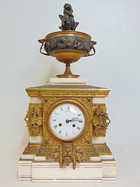 Napoleon III period bronze & marble mantle clock by Deniere (Deniere Ft de Bronzes a Paris), with (1 of 9)