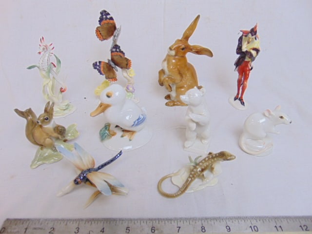 10 porcelain figurines by Hutschenreuther, includes duck, bear, seahorse, "Mephisto" figurine, (1 of 16)