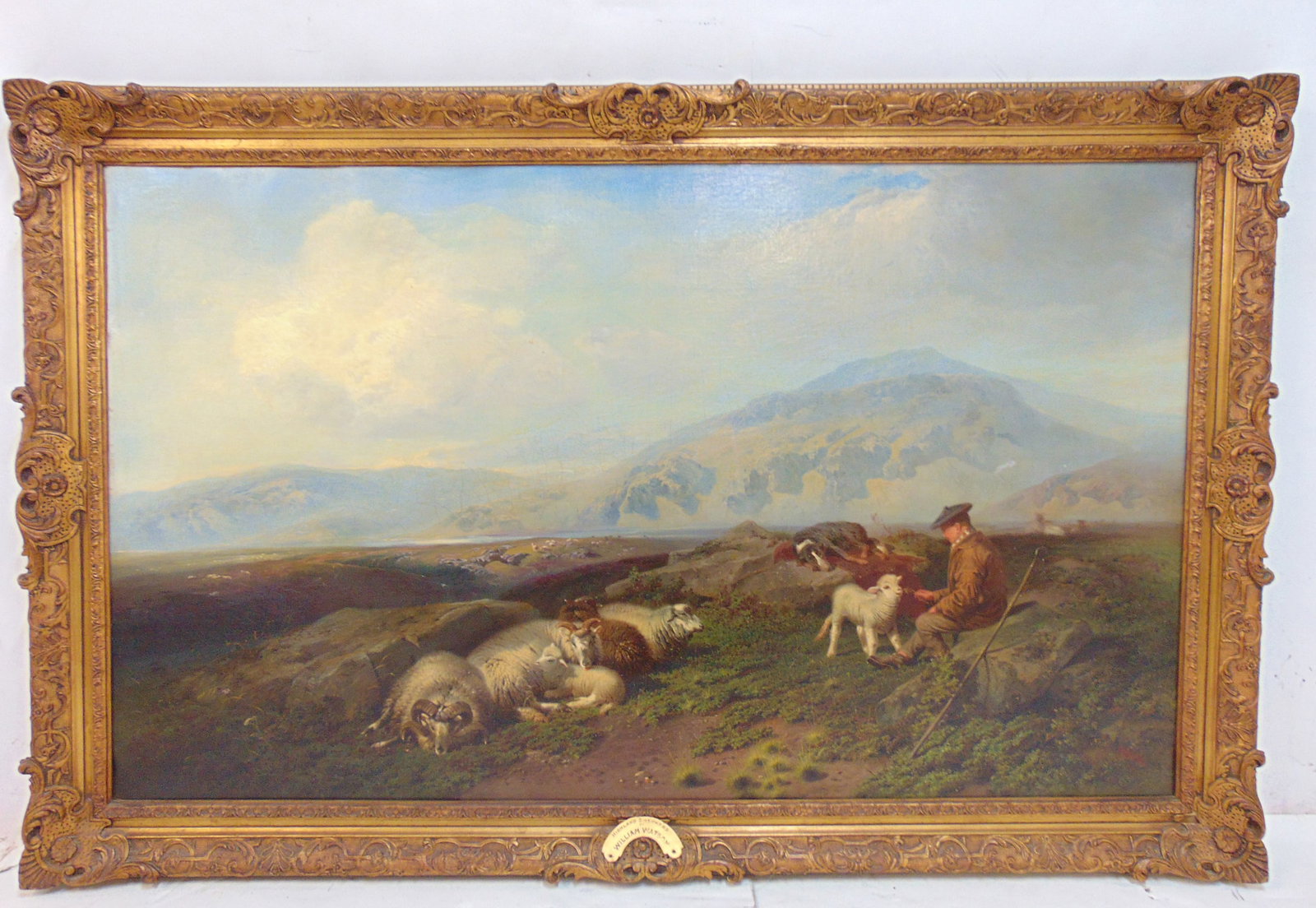 Painting, "The Highland Shepherd, signed William Watson, oil on canvas showing a young shepherd (1 of 9)