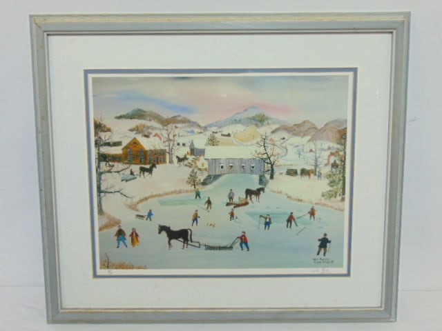 Lithograph, "Ice Cutters", Will Moses, Eagle Bridge, edition 467/1000, print is 14.5" by 18.25", (1 of 5)