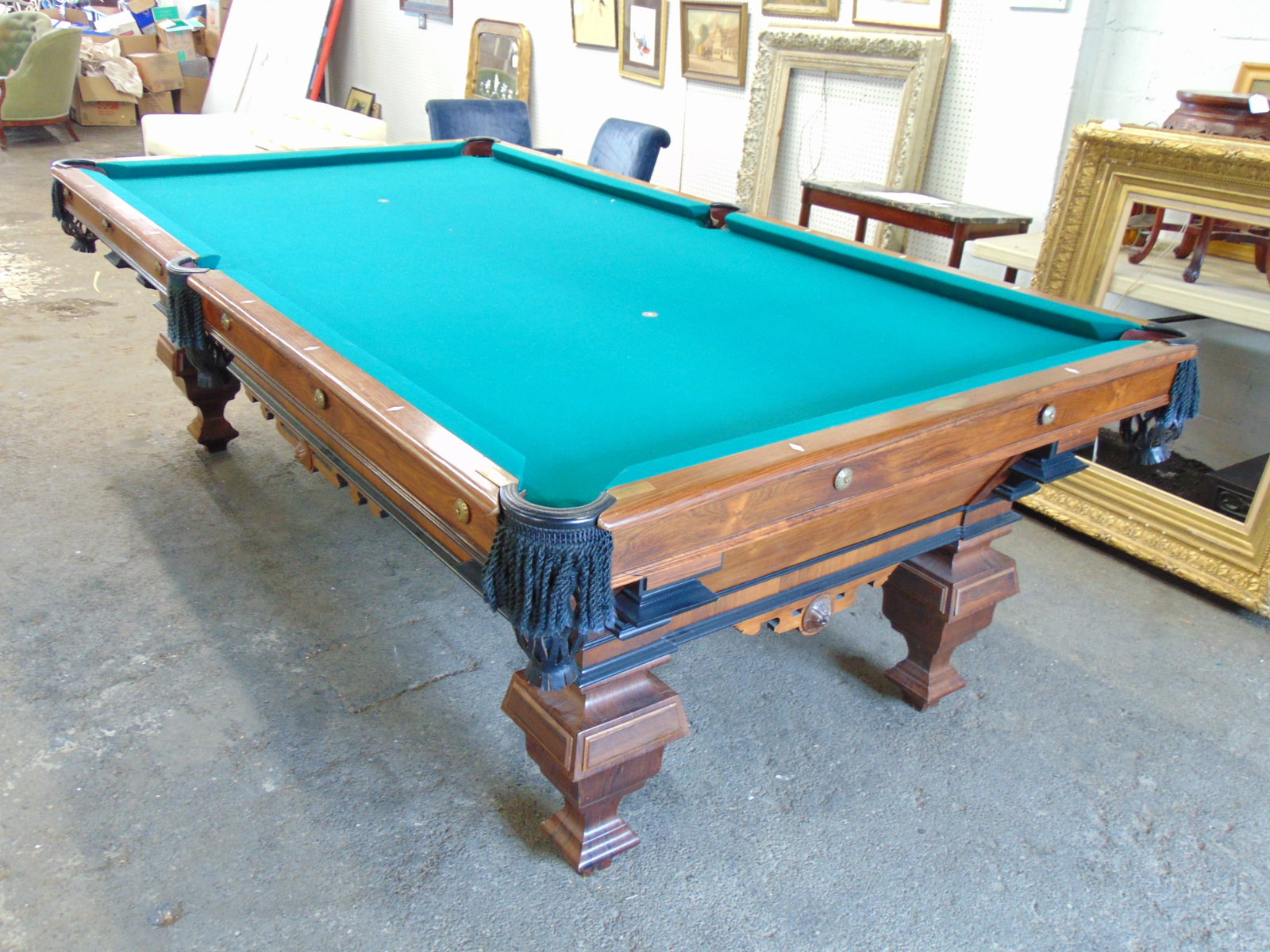 19th Century rosewood pool table by Brunswick, "Monarch, The Brunswick-Balke-Collender Co. (1 of 15)