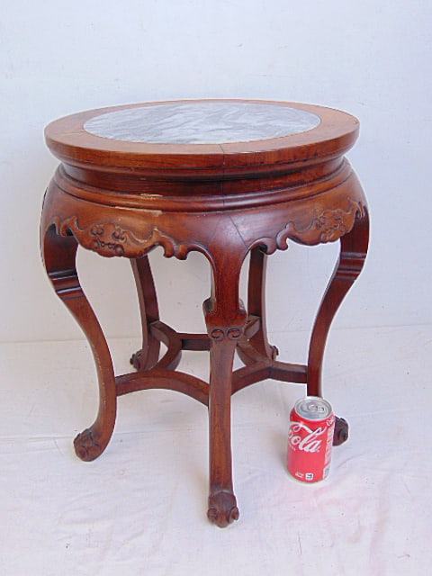 Chinese marble top stand, 18" wide, height is 20.25": Chinese marble top stand, 18" wide, height is 20.25"