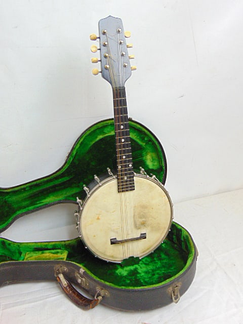 Gibson Mandolin-Banjo, 8 string, in original case, 23" long, diameter is 9", good condition (1 of 7)