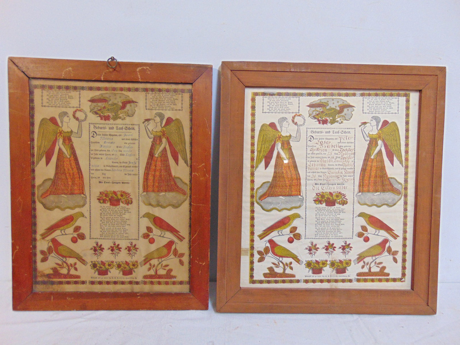 2 Pennsylvania Dutch Birth & Baptism Certificates in German, "Geburts-und Taufschein", 1823 & 1846, (1 of 6)
