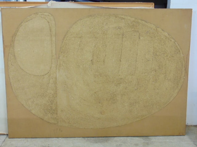Painting, abstract, by Robert Boernstein, mixed media on canvas, 49.75" by 70", minor water damage (1 of 4)
