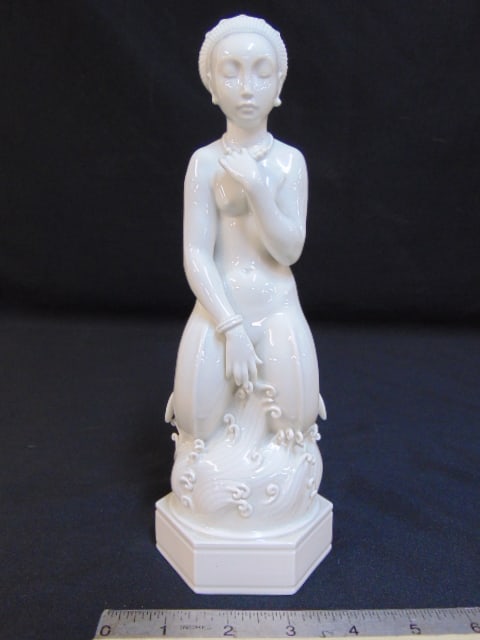 Royal Copenhagen porcelain figure "Mermaid", by Arno Malinowski, white Blanc de Chine porcelain, (1 of 6)