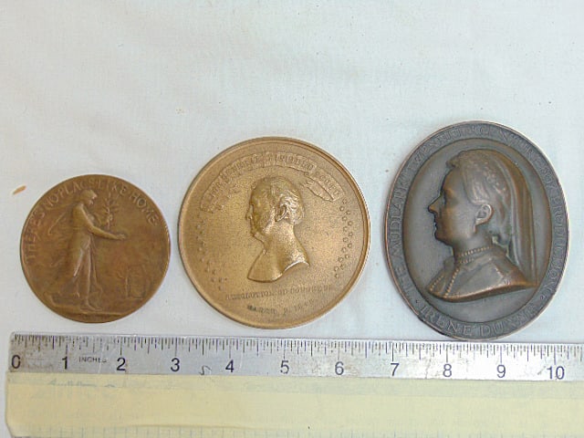 3 large bronze medallions, "Major General Winfield Scott, Resolution of Congress 1848", "There's No (1 of 6)