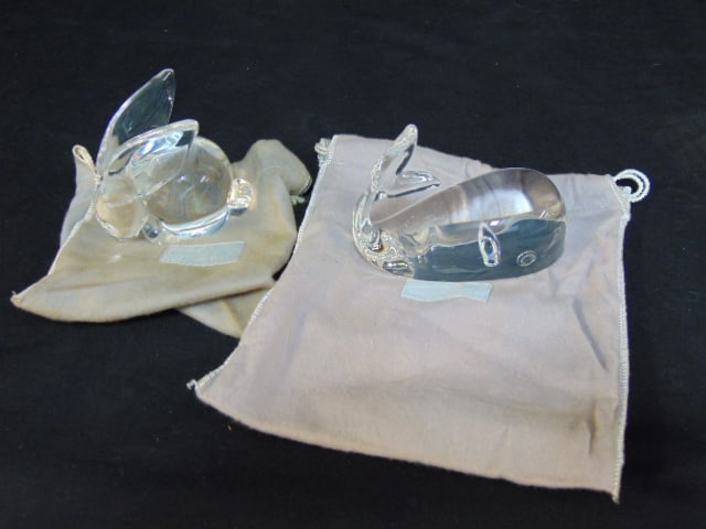 2 Steuben art glass sculptures, whale, 5" long & bunny, 3.5" long, 3 5/8" tall, good condition (1 of 6)