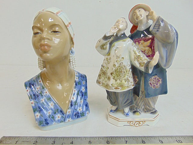 2 Danish porcelain figurines, Royal Copenhagen "The Nightingale" model 1847, 7 7/8" & Dahl Jensen (1 of 8)