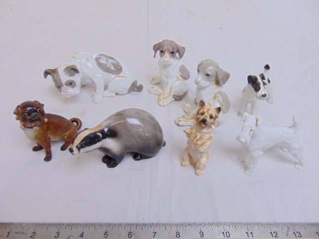 Lot of porcelain dog figurines and one badger, two terriers by Royal Vienna, Badger & standing small (1 of 10)
