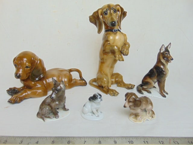 6 Rosenthal porcelain dogs, Begging Dachshund ( Professor Theodor Karner), height is 9.25", (1 of 12)