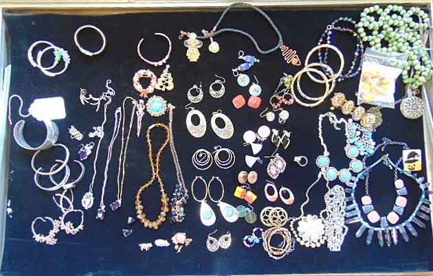 Collection of sterling & costume Jewelry to include earrings, pins, bangles, necklaces, & GUCCI (1 of 6)