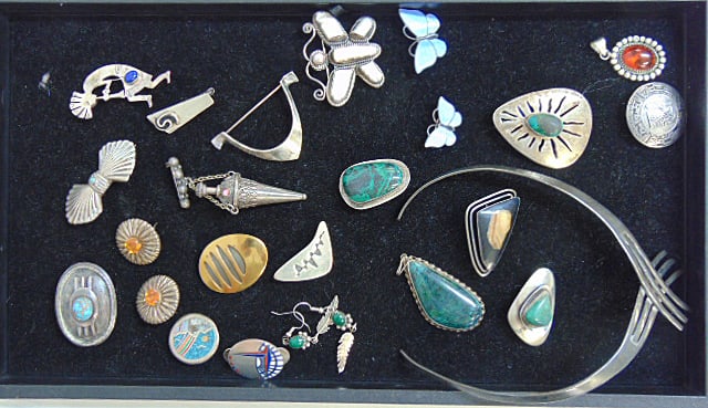 Jewelry. Sterling signed pcs w/ turquoise & other stones (1 of 5)