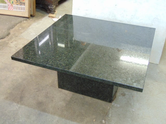Dark granite square coffee table, top is 36' by 36", height is 16", good condition (1 of 4)
