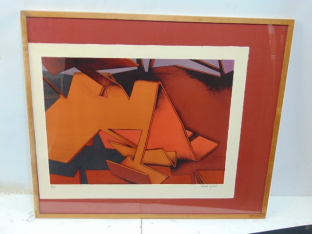 Lithograph, Untitled 26, signed Jasha Green, artist proof edition, lithograph is 27" by 34 1/8",: Lithograph, Untitled 26, signed Jasha Green, artist proof edition, lithograph is 27" by 34 1/8", framed size is 35.5" by 41.25"