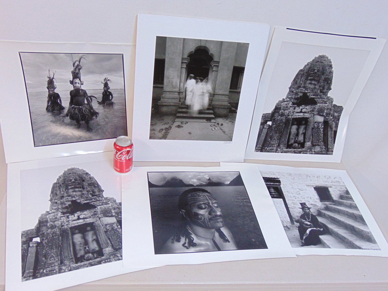 Lot of 6 photograph, Chris Rainier, temple scenes with fuzzy figures, mother & child, portrait (1 of 7)