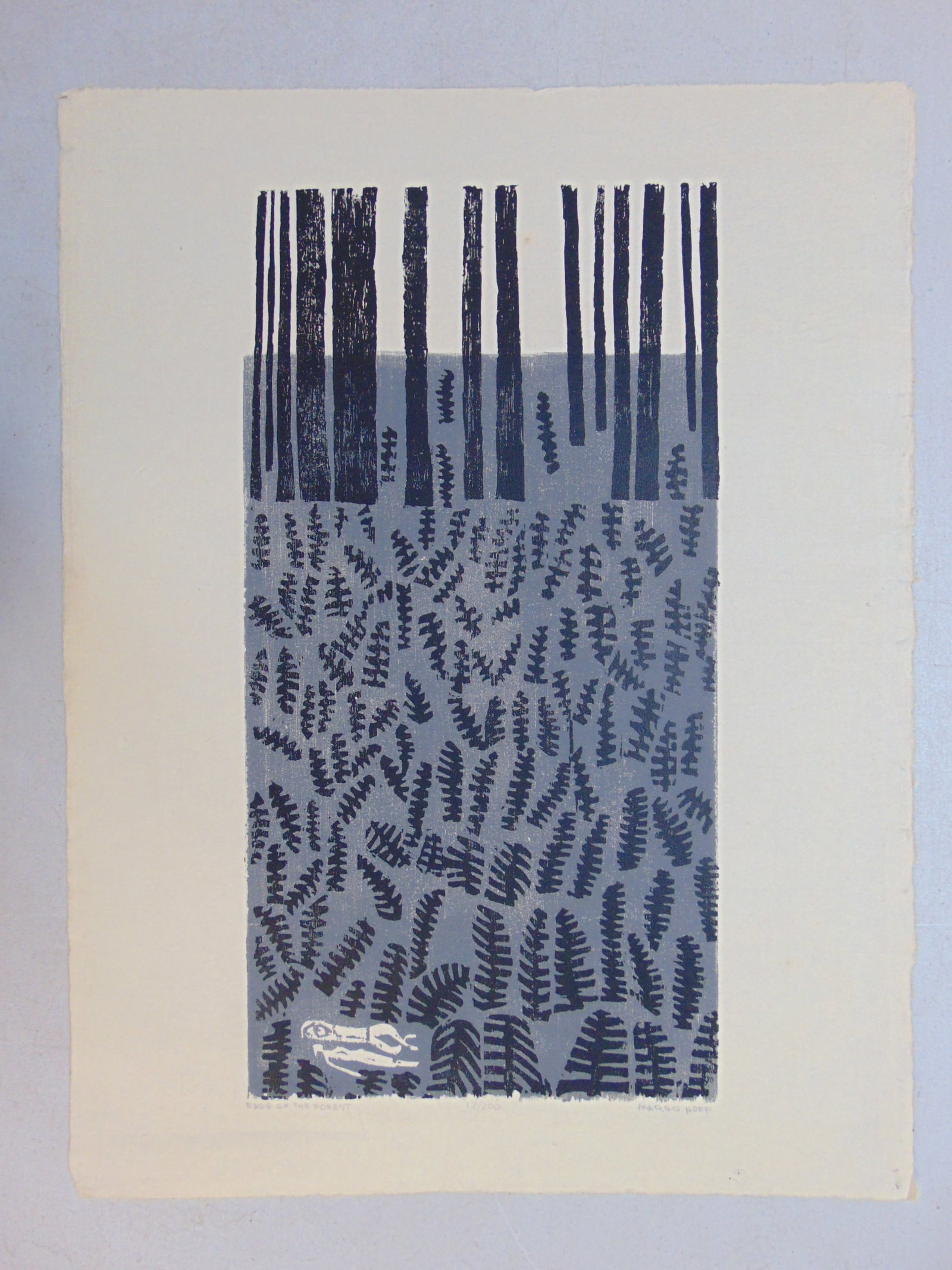 Color woodblock, "Edge of the Forest", signed Margo Hoff, edition 17/200, unframed, 22" by 16.75", h (1 of 6)