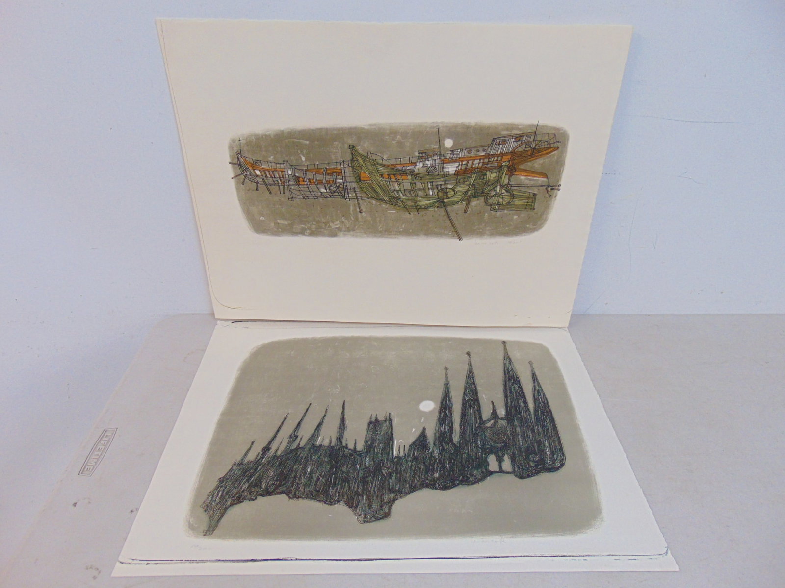 2 lithographs, Marco Richterich, "Holy Family", edition 19/200" & Maritime scene with boat hulls, ed (1 of 10)