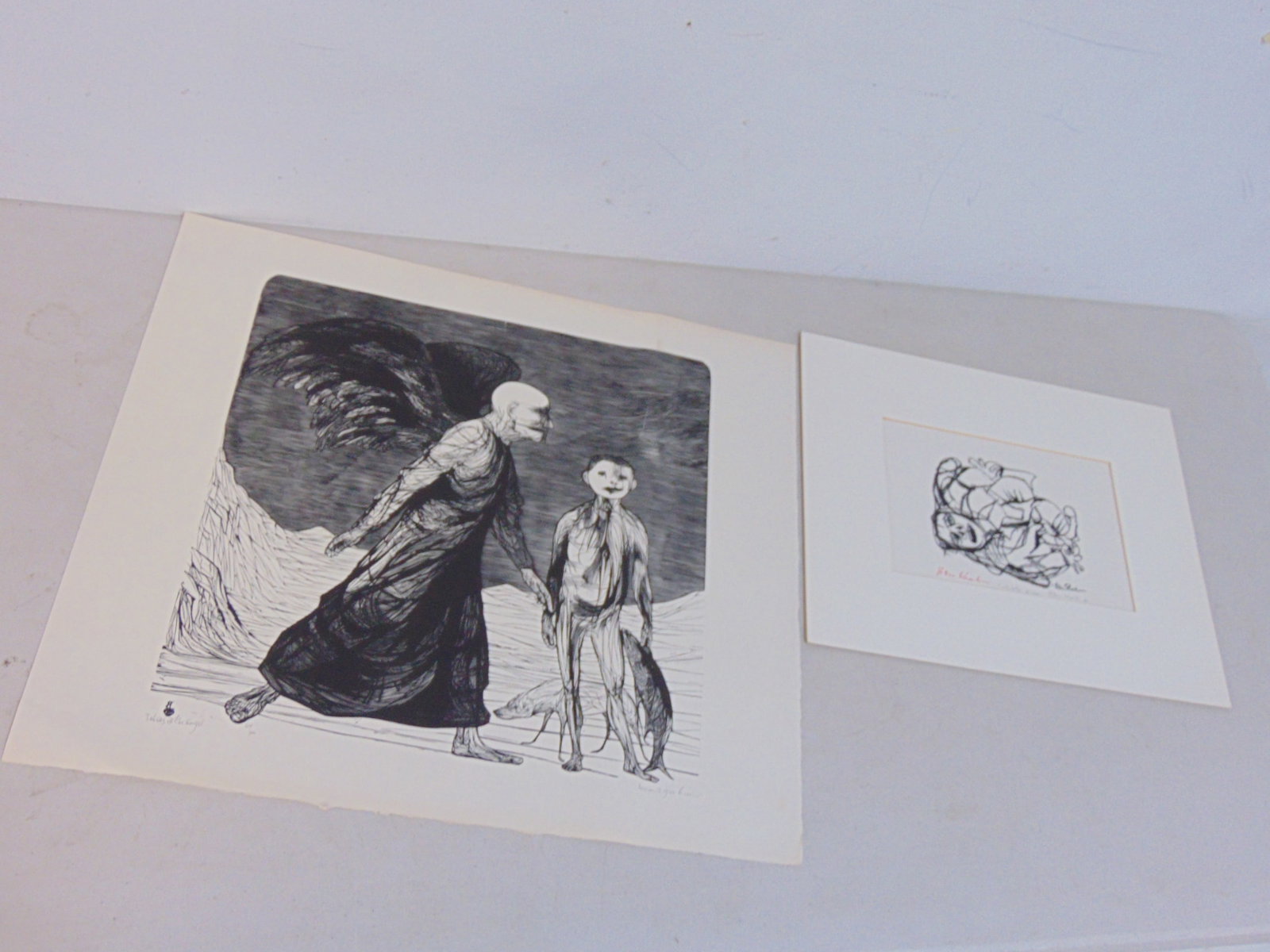 2 engravings, Leonard Baskin, Ben Shahn, "Tobias and the Angel", edition 64/300, 18.25" by 21" & woo (1 of 11)