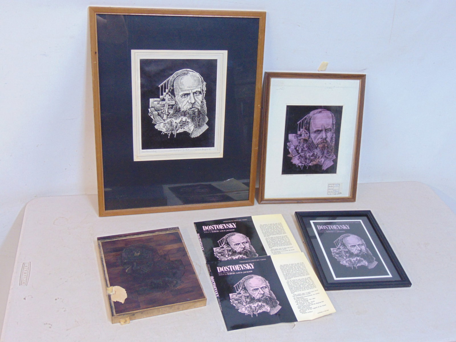 Vivian Berger original bookcover design, "Dostoevsky", design for the books dust jacket, includes 2 (1 of 6)