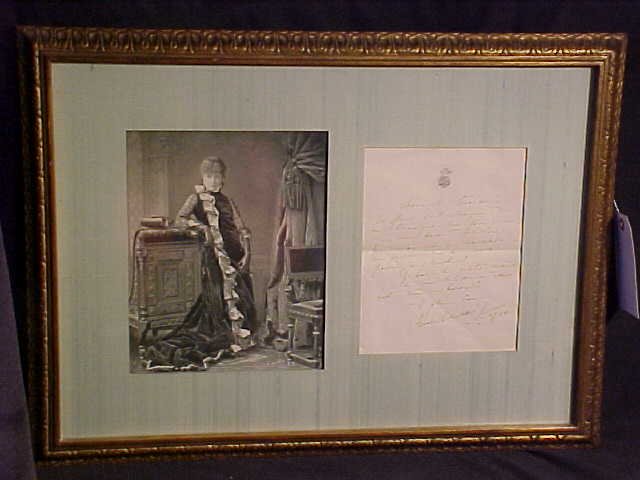 Letter signed and written by Sarah Bernhardt: Letter signed and written by Sarah Bernhardt. "Charming Madame: These flowers are entrusted with letting you know how moved I am at knowing you have been delivered (?) I will askChauvelot to let me kn
