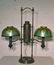 Double arm student lamp with art glass shades