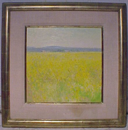 O/panel, field with flowers, sgd. Curt Walters: O/panel, field with yellow flowers, sgd. Curt Walters, 12" by 12", in good condition