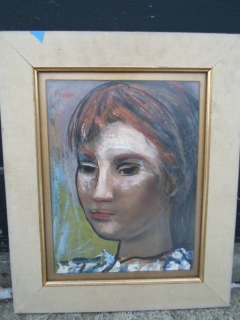 Josef Presser O/paper, portrait girl: Oil on paper, portrait girl, sgd. Presser, Dimensions: 11.75" by 8.75", Condition:good, Provenance: Grammercy Art club collection NYC New York, Note: All items are sold "as is" and are subject to post