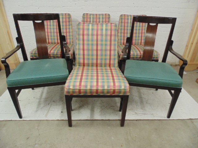 Set 6 Dunbar dining room chairs: Set 6 Dunbar dining room chairs, chairs have been re-upholstered, two arm & 4 side chairs, all in good condition.