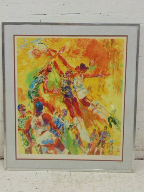 LeRoy Neiman, (American), Basketball Superstars: LeRoy Neiman, (American), "Basketball Superstars" lithograph, signed in pencil, Leroy Neiman, 253/500 Dimensions: 33" by 29" Condition: good condition, no tears or rips