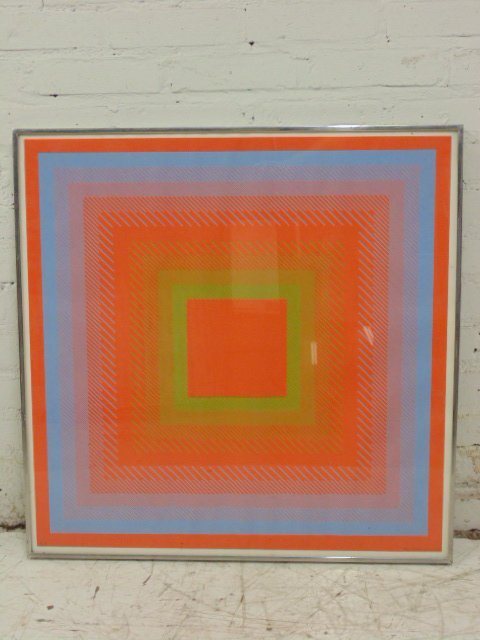Richard Josef Anuszkiewicz Abstract lithograph: Lithograph, abstract,Op art, squares in colors, signed in pencil, Richard Josef Anuszkiewicz. Condition:In original framed condition, paper in good condition, no water damage, tears or stains, dated 1