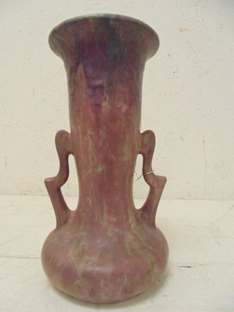 Roseville Carnelian vase: Roseville Carnelian vase, 10 2/8" tall, in good condition. Note, all property herein offered for sale is strictly "as is", and it is the bidder's responsibility, whether bidding in person, by mail, by