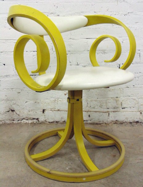 $ plywood chairs, all original by George Mulhauser for: Set 4 plywood chairs, all original by George Mulhauser for plycraft, in original yellow paint, untouched, in good condition. Note, all property herein offered for sale is strictly "as is", and it is t