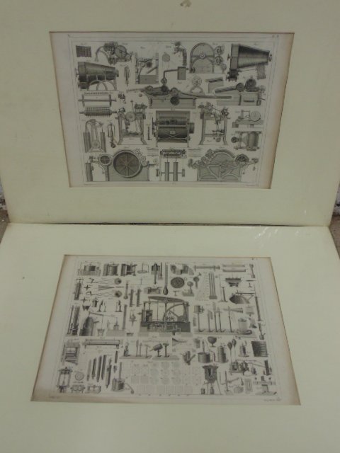 2 steel engravings, machines, tools, G. Heck / Henry: 2 steel engravings, machines, tools, G. Heck / Henry Winklesone shows discoloring left margin, 8.5" by 11.5"
