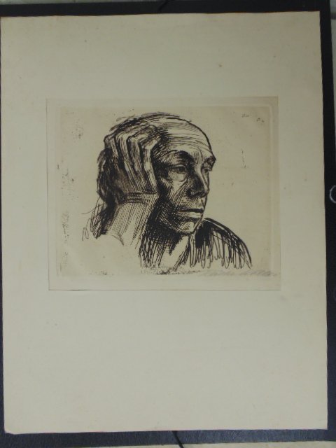 Kathe Kollwitz etching, portrait lady, signed (1 of 5)