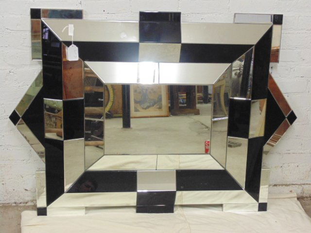 1970's vintage mirror w/black glass panels (1 of 5)