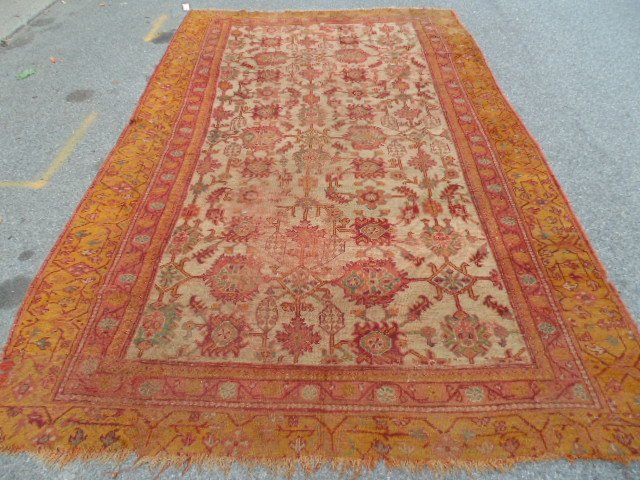 Oushak wool rug, orange, 8'2" by 12'6" (1 of 7)